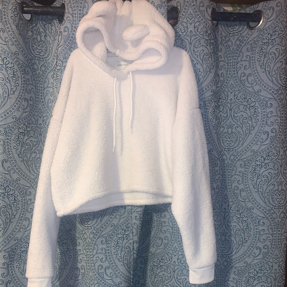 Crop Sherpa hoodie with little ears